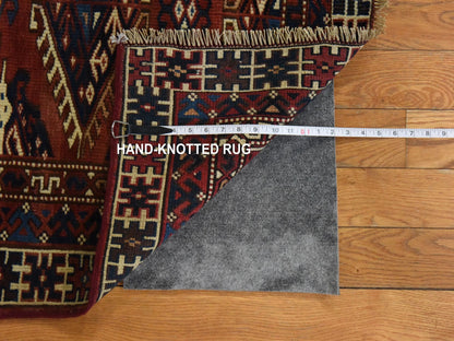 Tekke Antique hand-knotted wool rug in Red & Ivory, 4'5" x 7'6" — SKU O078566 (view 6)