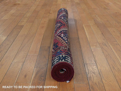 Tekke Antique hand-knotted wool rug in Red & Ivory, 4'5" x 7'6" — SKU O078566 (view 8)