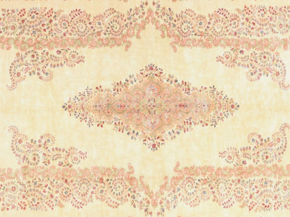 Vintage hand-knotted wool rug in Ivory & Pink, 11'7" x 22'2" — SKU O078567 (view 5)
