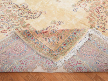 Vintage hand-knotted wool rug in Ivory & Pink, 11'7" x 22'2" — SKU O078567 (view 8)