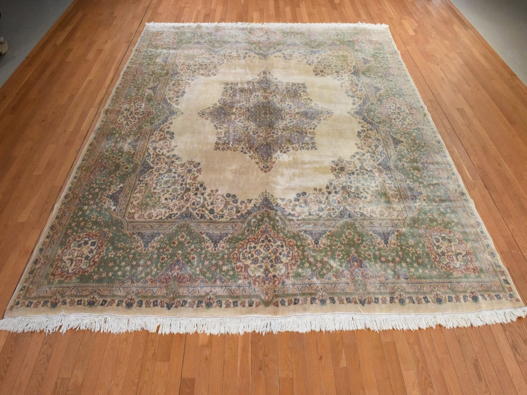 Ivory 11'6" x 12'1" Persian Hand knotted Wool Rug - Sku: O078568