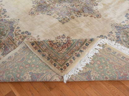 Ivory 11'6" x 12'1" Persian Hand knotted Wool Rug - Sku: O078568