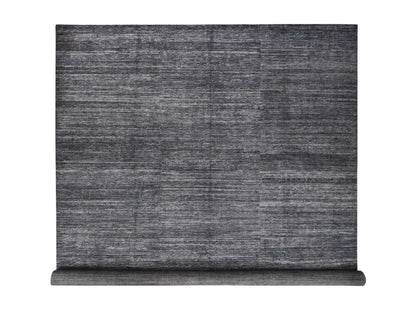 Black 13'0" x 18'0" Modern and Contemporary Hand knotted Wool Rug - Sku: O078570
