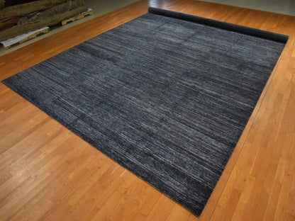 Black 13'0" x 18'0" Modern and Contemporary Hand knotted Wool Rug - Sku: O078570