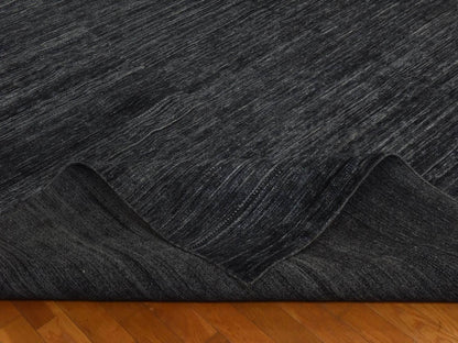 Black 13'0" x 18'0" Modern and Contemporary Hand knotted Wool Rug - Sku: O078570