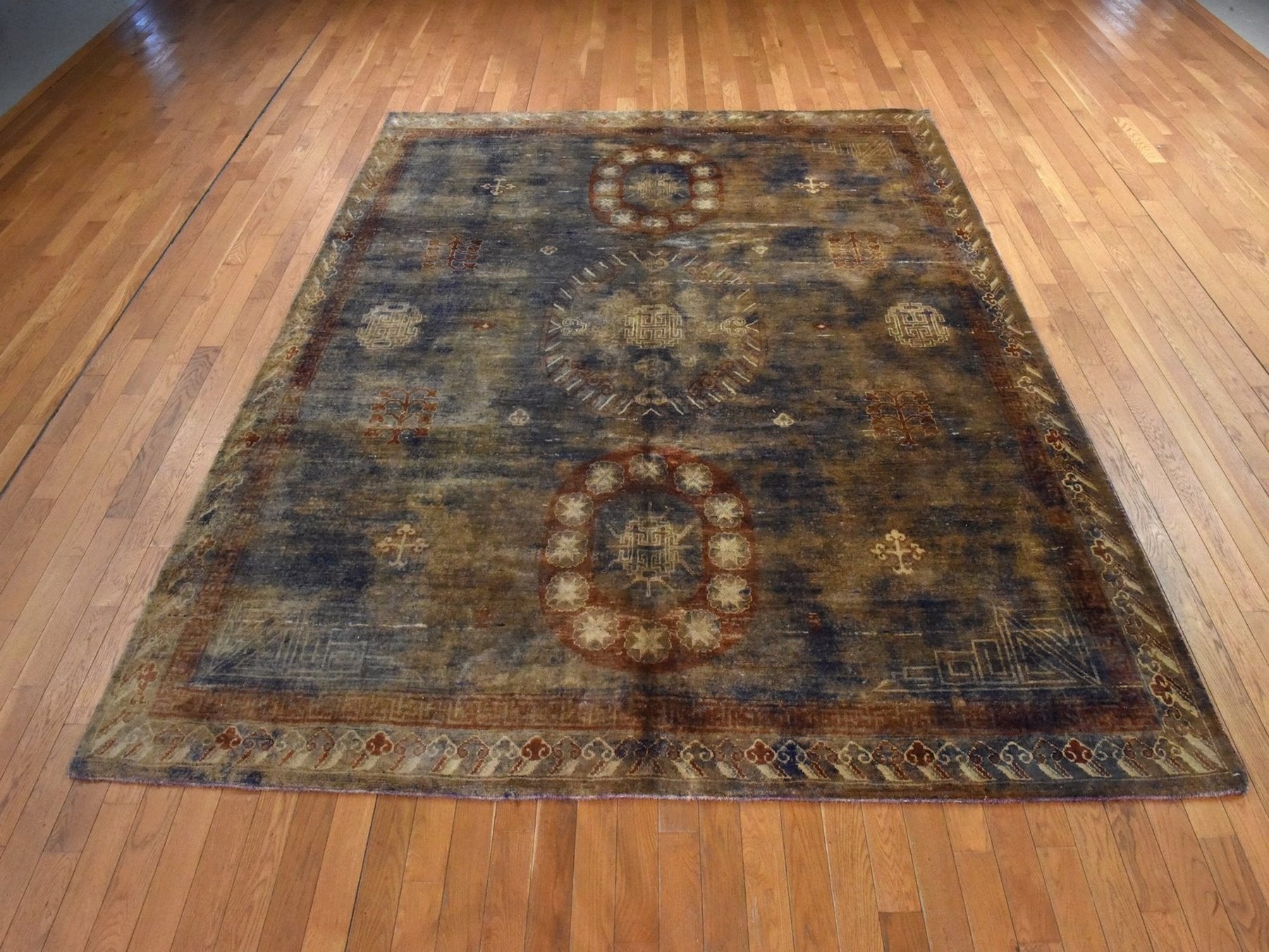 Khotan Silk hand-knotted silk rug in Overdyed & Brown, 8'2" x 10'1" — SKU O078572 (view 2)