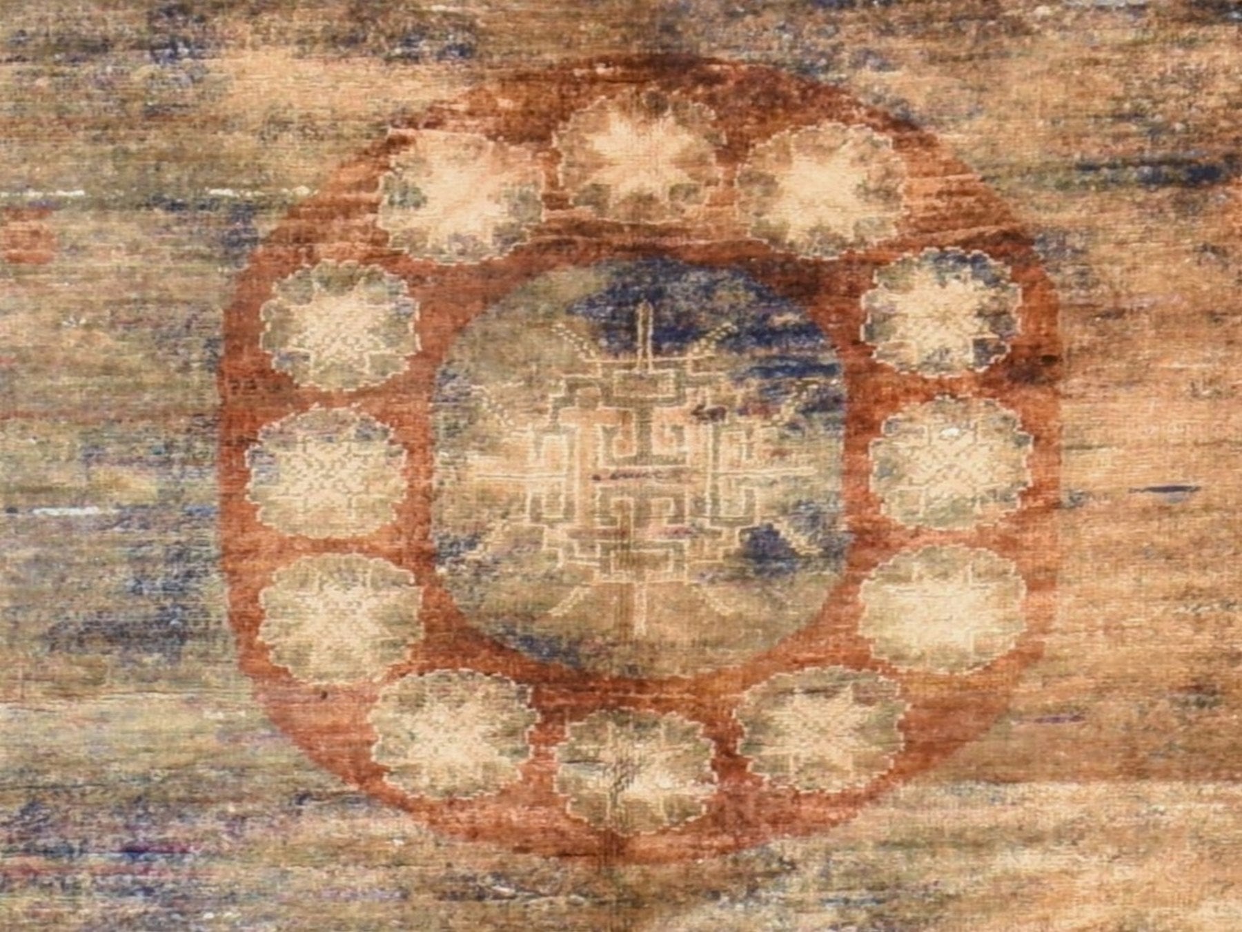 Khotan Silk hand-knotted silk rug in Overdyed & Brown, 8'2" x 10'1" — SKU O078572 (view 6)