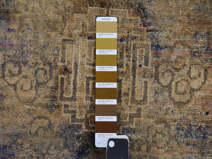 Khotan Silk hand-knotted silk rug in Overdyed & Brown, 8'2" x 10'1" — SKU O078572 (view 7)