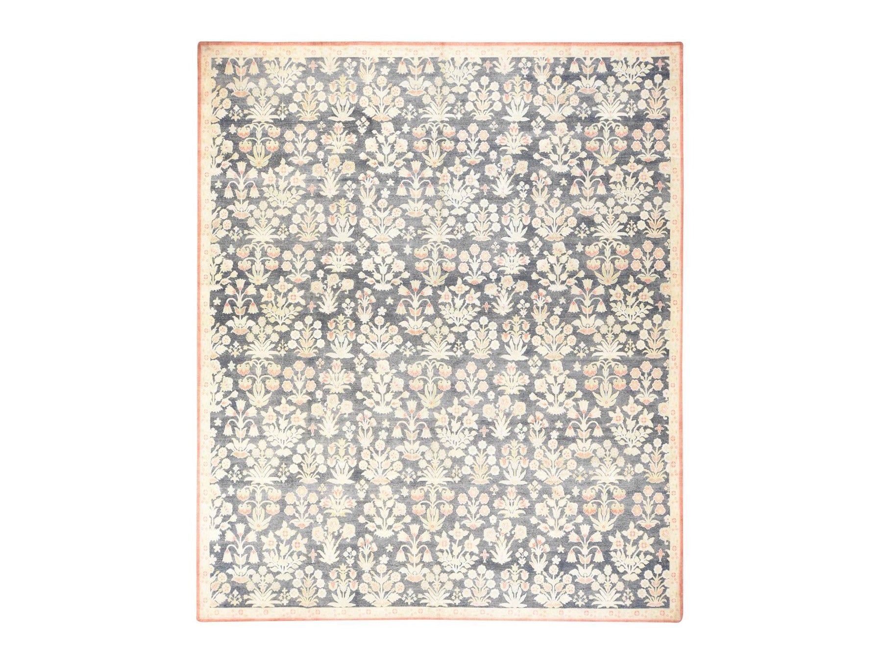 Black 12'0" x 14'1" Fine Oriental Hand knotted Wool/Silk Rug - Sku: O078573