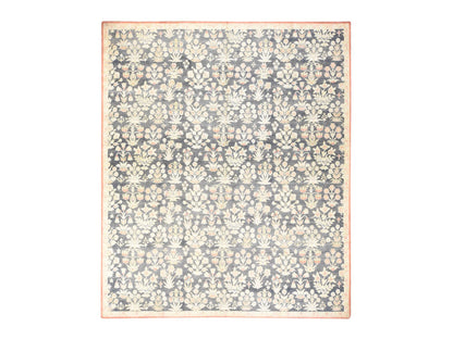 Black 12'0" x 14'1" Fine Oriental Hand knotted Wool/Silk Rug - Sku: O078573