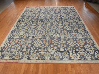Black 12'0" x 14'1" Fine Oriental Hand knotted Wool/Silk Rug - Sku: O078573