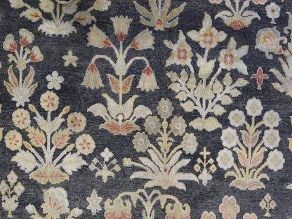 Black 12'0" x 14'1" Fine Oriental Hand knotted Wool/Silk Rug - Sku: O078573