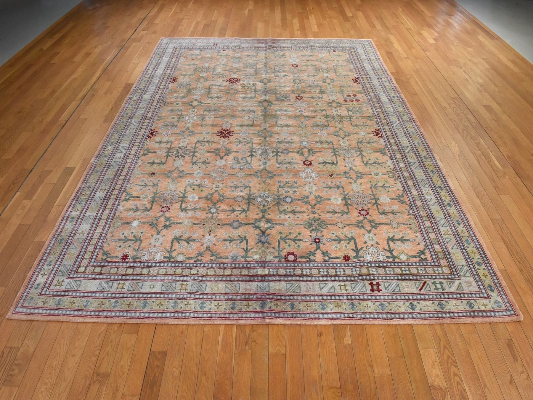 Khotan Khotan hand-knotted silk rug in Orange & Yellow, 9' x 12'2" — SKU O078574 (view 2)