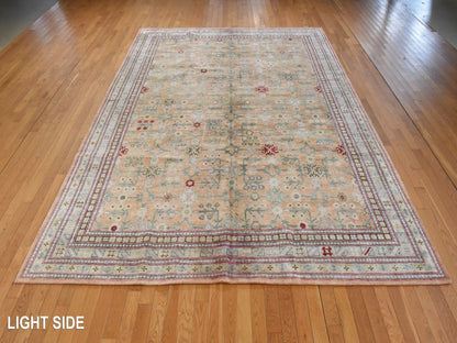 Khotan Khotan hand-knotted silk rug in Orange & Yellow, 9' x 12'2" — SKU O078574 (view 3)