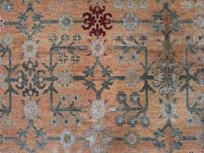 Khotan Khotan hand-knotted silk rug in Orange & Yellow, 9' x 12'2" — SKU O078574 (view 5)