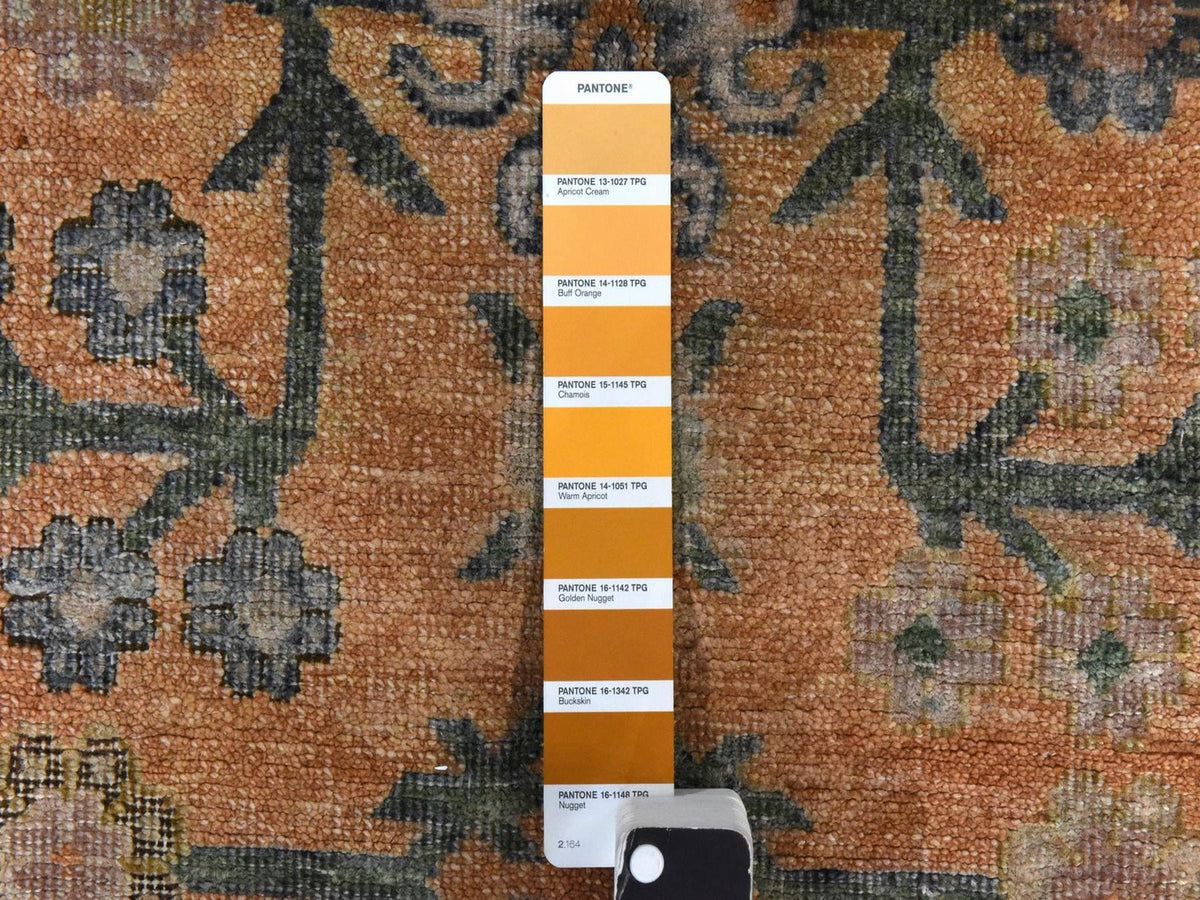 Khotan Khotan hand-knotted silk rug in Orange & Yellow, 9' x 12'2" — SKU O078574 (view 6)