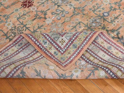 Khotan Khotan hand-knotted silk rug in Orange & Yellow, 9' x 12'2" — SKU O078574 (view 8)