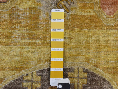 Khotan Khotan hand-knotted silk rug in Yellow, 7'11" x 10'3" — SKU O078575 (view 7)