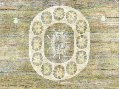 Green 7'11" x 10'2" Khotan and Samarkand Hand knotted Silk Rug - Sku: O078576