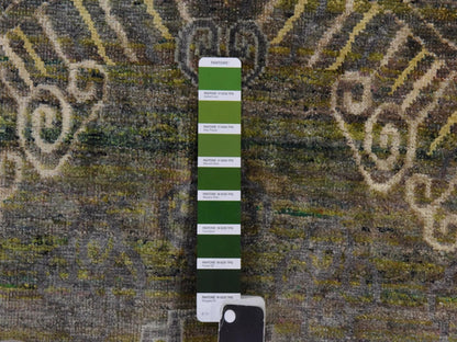 Green 7'11" x 10'2" Khotan and Samarkand Hand knotted Silk Rug - Sku: O078576