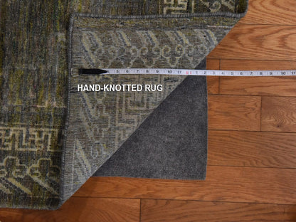 Green 7'11" x 10'2" Khotan and Samarkand Hand knotted Silk Rug - Sku: O078576