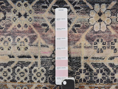 Black 9'10" x 14'2" Khotan and Samarkand Hand knotted Silk Rug - Sku: O078577