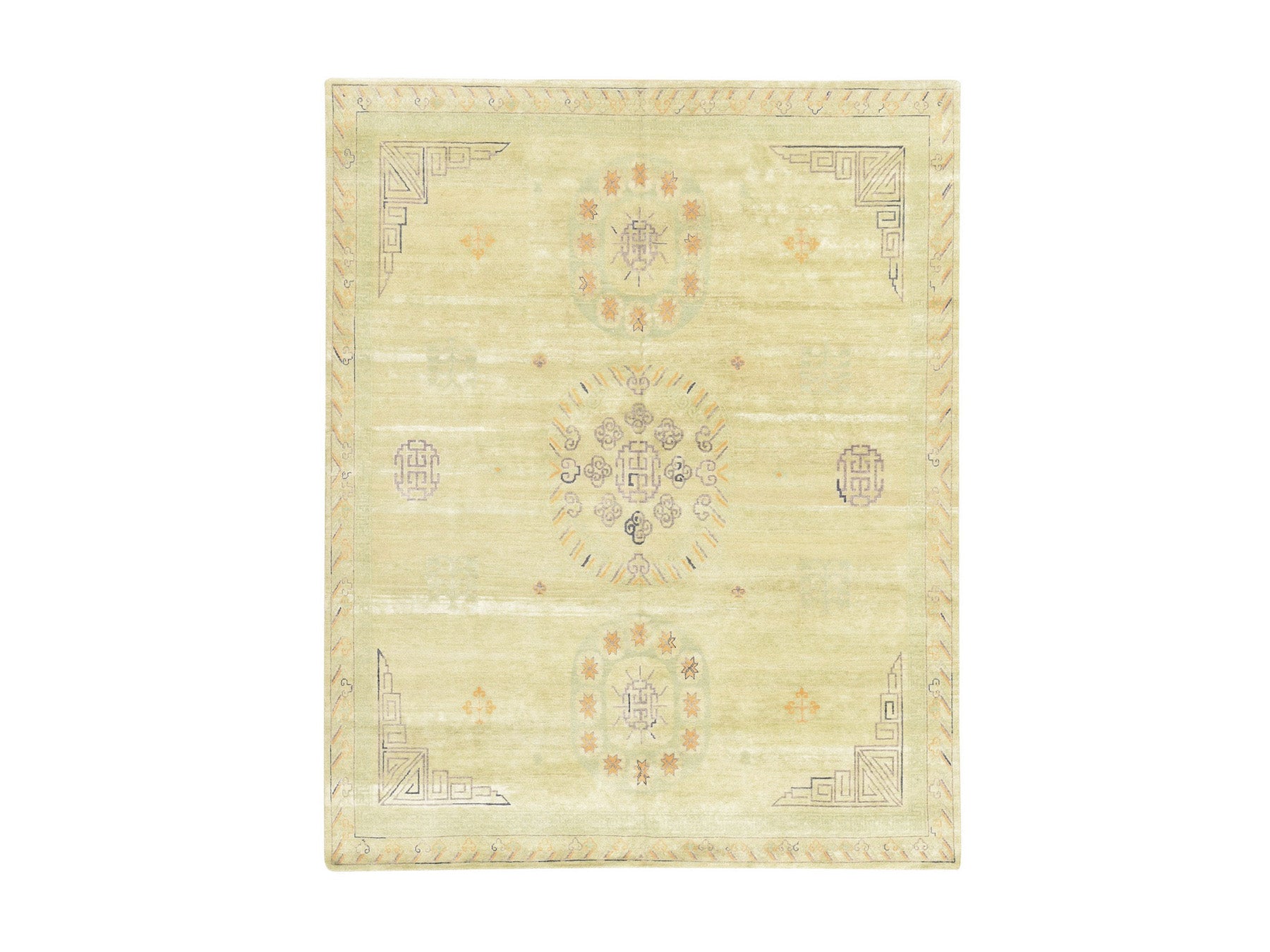 Green 8'2" x 10'2" Khotan and Samarkand Hand knotted Silk Rug - Sku: O078578