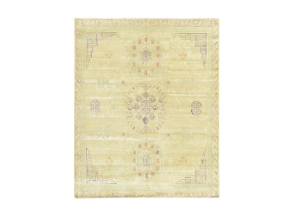 Green 8'2" x 10'2" Khotan and Samarkand Hand knotted Silk Rug - Sku: O078578
