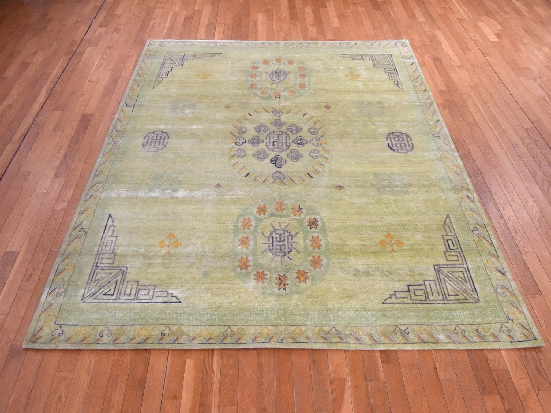 Green 8'2" x 10'2" Khotan and Samarkand Hand knotted Silk Rug - Sku: O078578