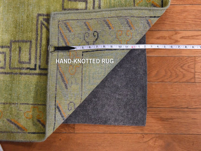 Green 8'2" x 10'2" Khotan and Samarkand Hand knotted Silk Rug - Sku: O078578