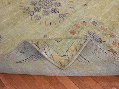 Green 8'2" x 10'2" Khotan and Samarkand Hand knotted Silk Rug - Sku: O078578