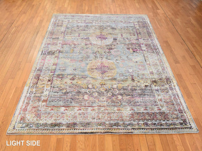 Khotan Khotan hand-knotted silk rug in Pink & Ivory, 7'10" x 10'5" — SKU O078580 (view 3)