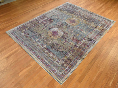 Khotan Khotan hand-knotted silk rug in Pink & Ivory, 7'10" x 10'5" — SKU O078580 (view 4)