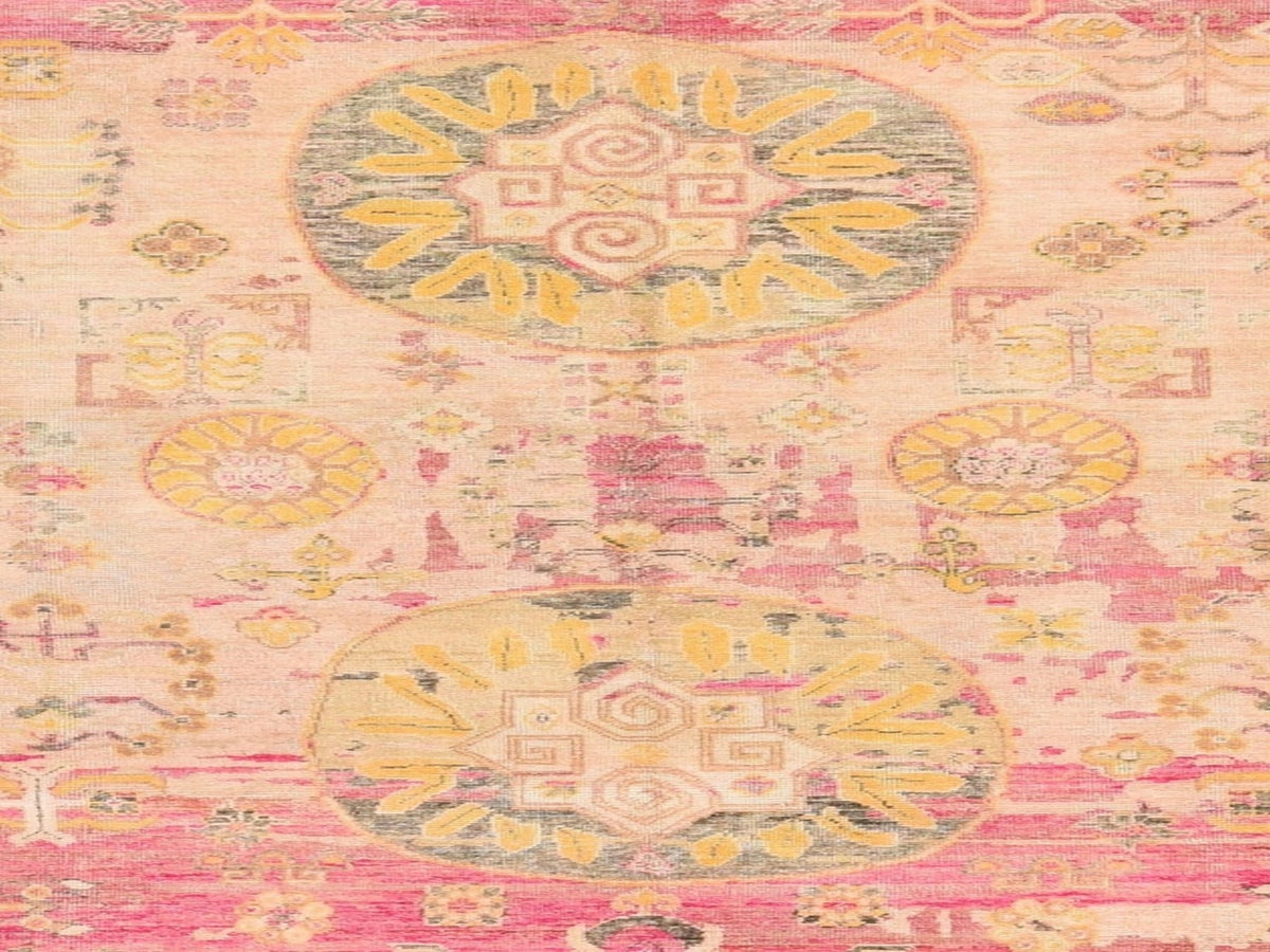 Khotan Khotan hand-knotted silk rug in Pink & Yellow, 8' x 10'5" — SKU O078581 (view 5)