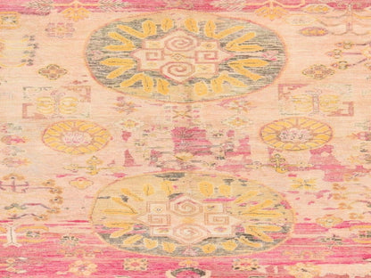 Khotan Khotan hand-knotted silk rug in Pink & Yellow, 8' x 10'5" — SKU O078581 (view 5)