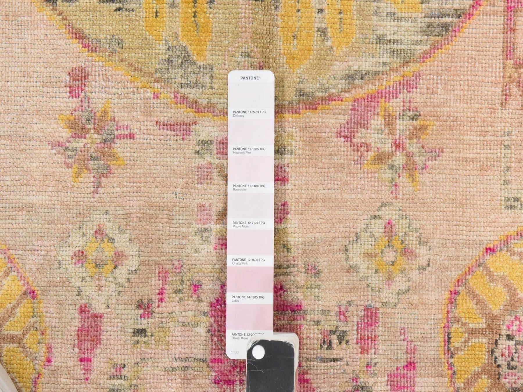 Khotan Khotan hand-knotted silk rug in Pink & Yellow, 8' x 10'5" — SKU O078581 (view 6)