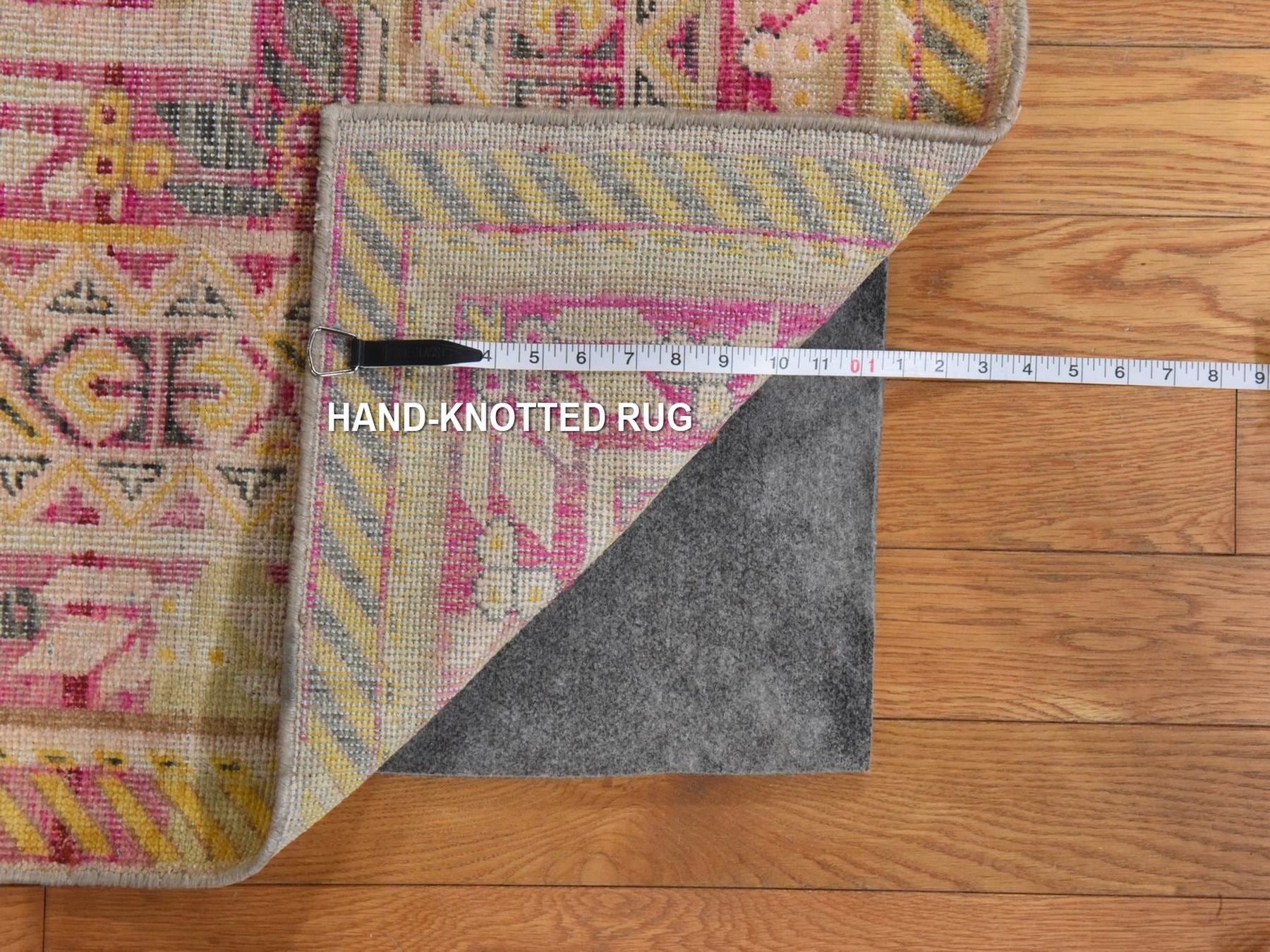 Khotan Khotan hand-knotted silk rug in Pink & Yellow, 8' x 10'5" — SKU O078581 (view 7)