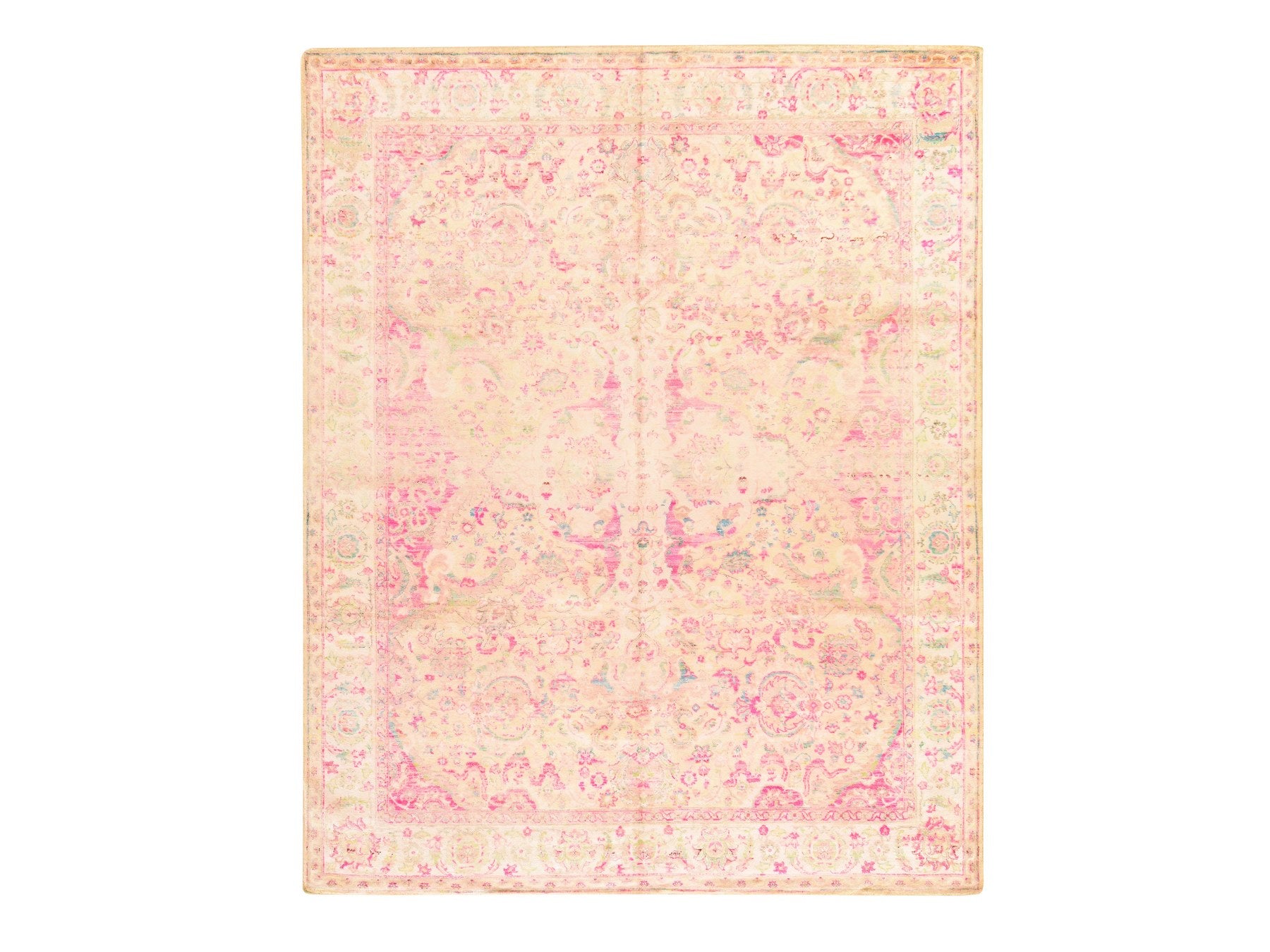 Amritsar Transitional hand-knotted silk rug in Pink, 7'11" x 10' — SKU O078582