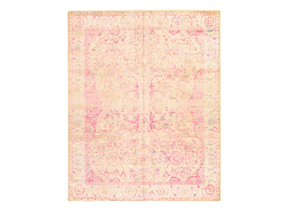 Amritsar Transitional hand-knotted silk rug in Pink, 7'11" x 10' — SKU O078582