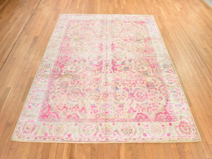 Pink 7'11" x 10'0" Transitional Hand knotted Silk Rug - Sku: O078582