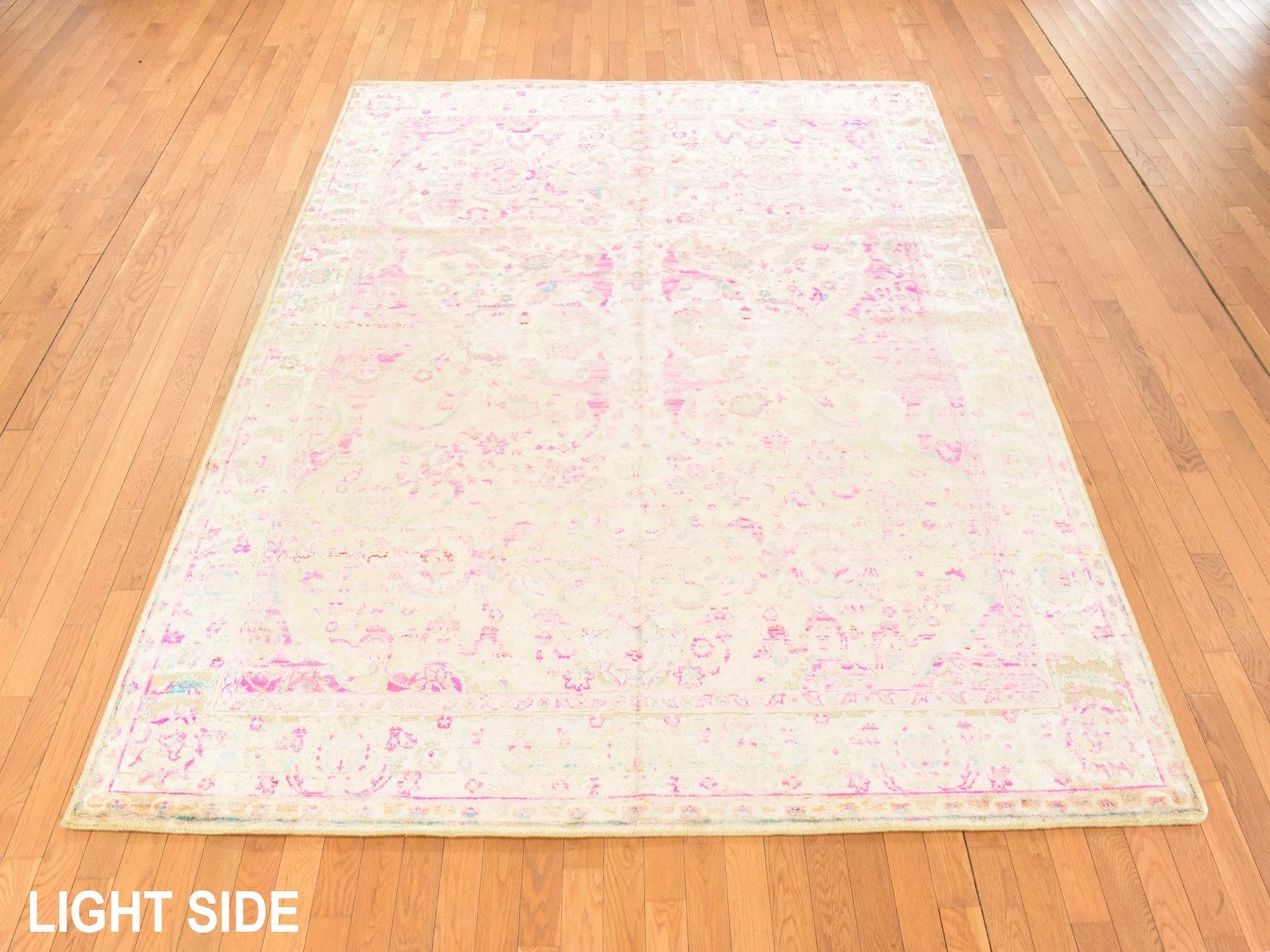 Amritsar Transitional hand-knotted silk rug in Pink, 7'11" x 10' — SKU O078582 (view 3)
