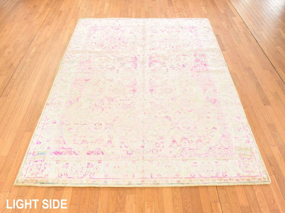 Amritsar Transitional hand-knotted silk rug in Pink, 7'11" x 10' — SKU O078582 (view 3)