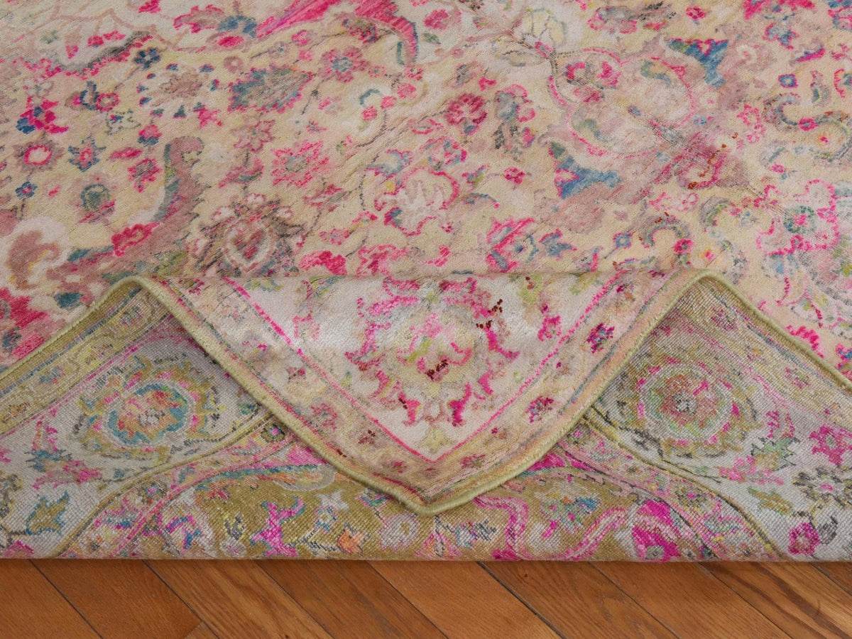 Amritsar Transitional hand-knotted silk rug in Pink, 7'11" x 10' — SKU O078582 (view 8)