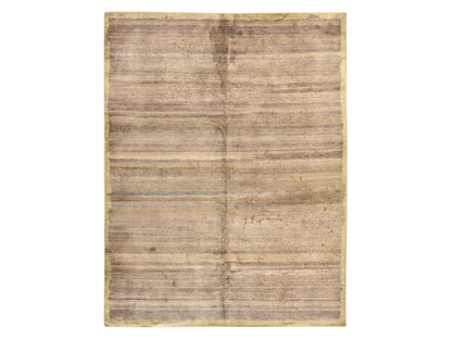 Modern / Contemporary hand-knotted silk rug in Gray & Beige, 7'11" x 10'4" — SKU O078584