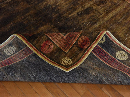 Brown 7'11" x 10'1" Khotan and Samarkand Hand knotted Silk Rug - Sku: O078585