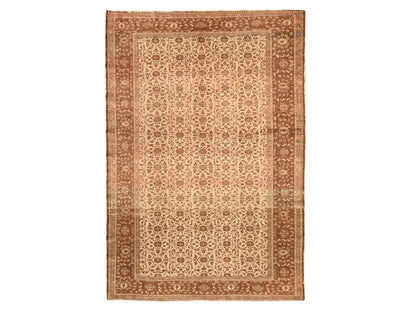Ivory 6'6" x 9'5" Vintage Hand knotted Wool Rug - Sku: O078586