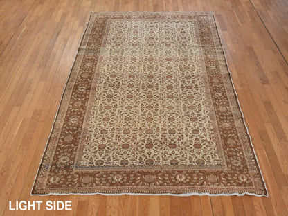 Ivory 6'6" x 9'5" Vintage Hand knotted Wool Rug - Sku: O078586