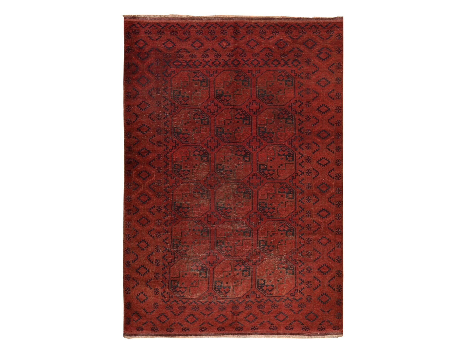 Beshir Vintage hand-knotted wool rug in Red, 7'8" x 11' — SKU O078590