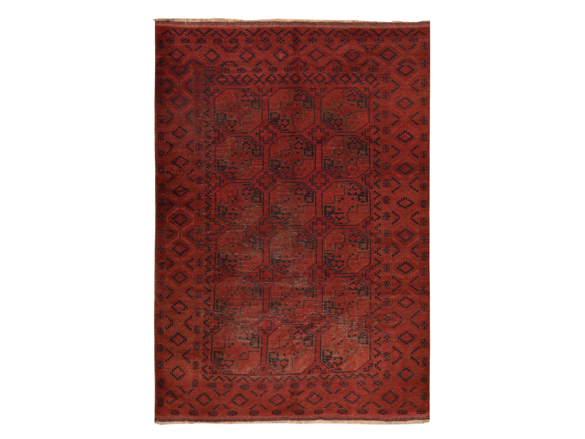 Beshir Vintage hand-knotted wool rug in Red, 7'8" x 11' — SKU O078590