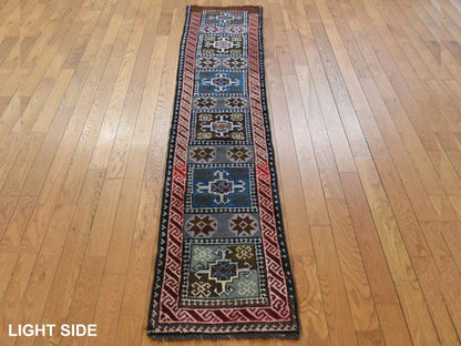 Vintage hand-knotted wool runner in Gray & Ivory, 1'8" x 8' — SKU O078591 (view 3)